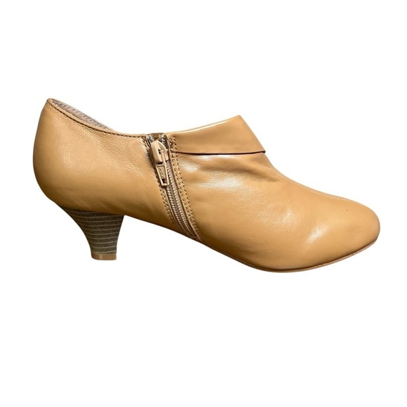 VTG 90s AJ Valenci Cuban Heels Booties Womens Sz 6 Zip-up Camel Tan Leather NEW - Picture 4 of 8